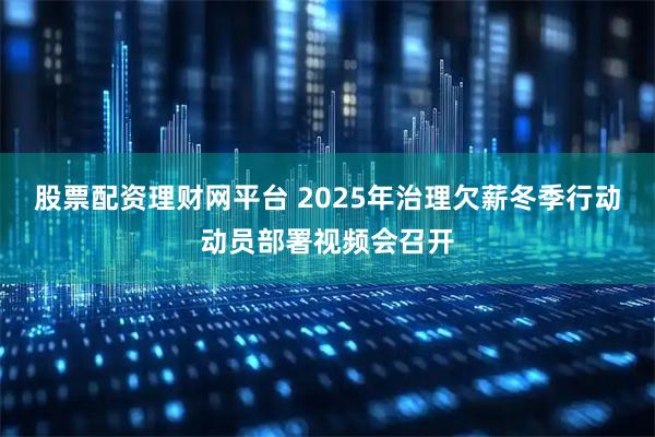 股票配资理财网平台 2025年治理欠薪冬季行动动员部署视频会召开